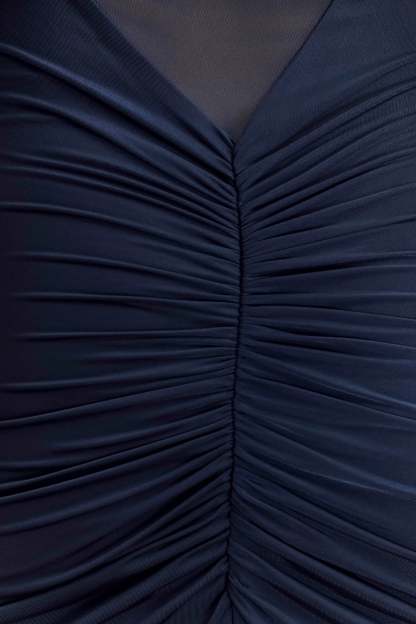 Kaitlin One Shoulder Slinky And Mesh Maxi Dress - Midnight Blue-My Chic Way.All Rights Reserved