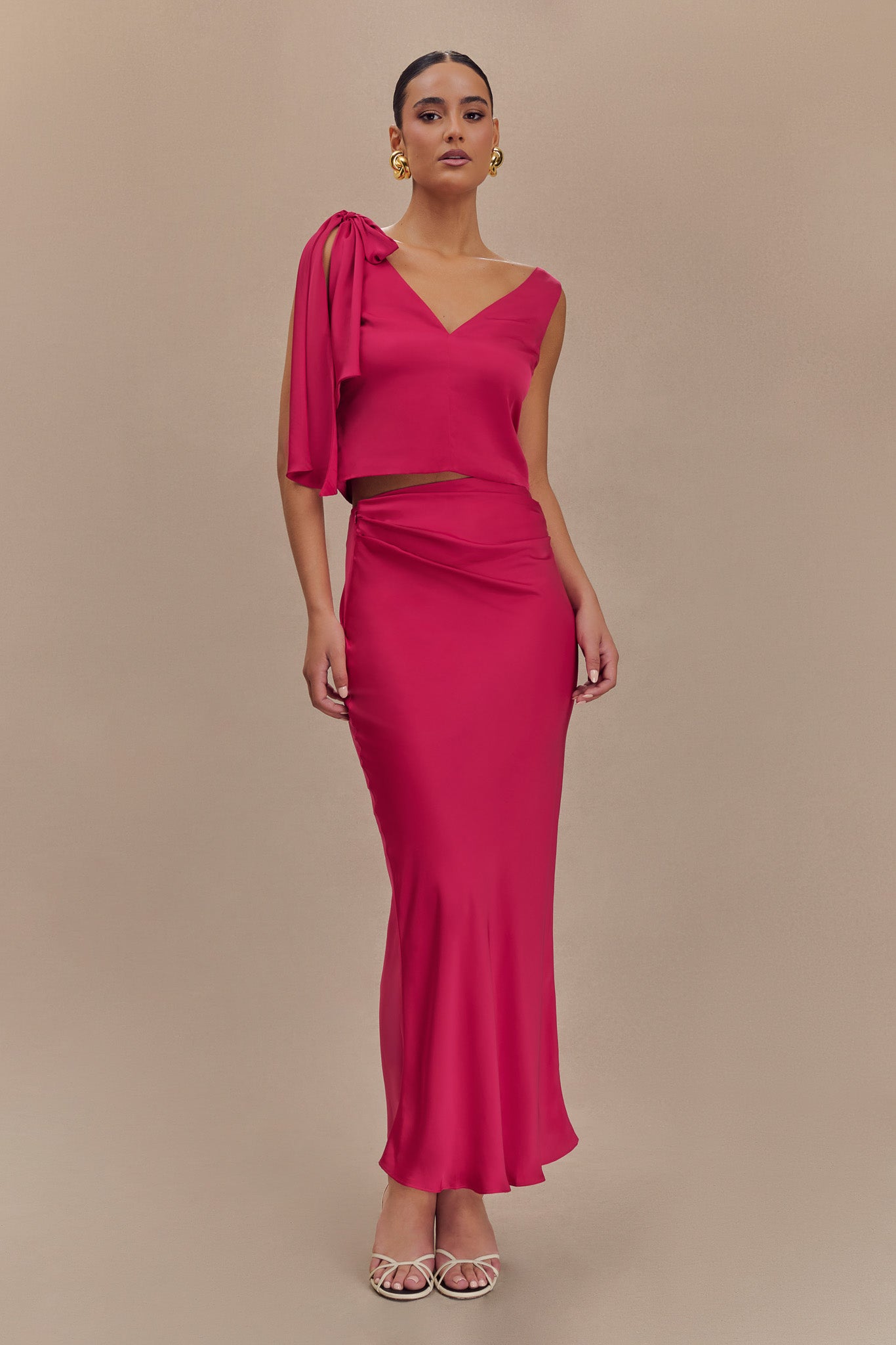 Nicola Satin Tie Sleeveless Top - Pink Cherry-My Chic Way.All Rights Reserved