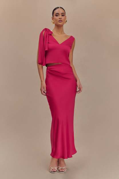 Nicola Satin Tie Sleeveless Top - Pink Cherry-My Chic Way.All Rights Reserved
