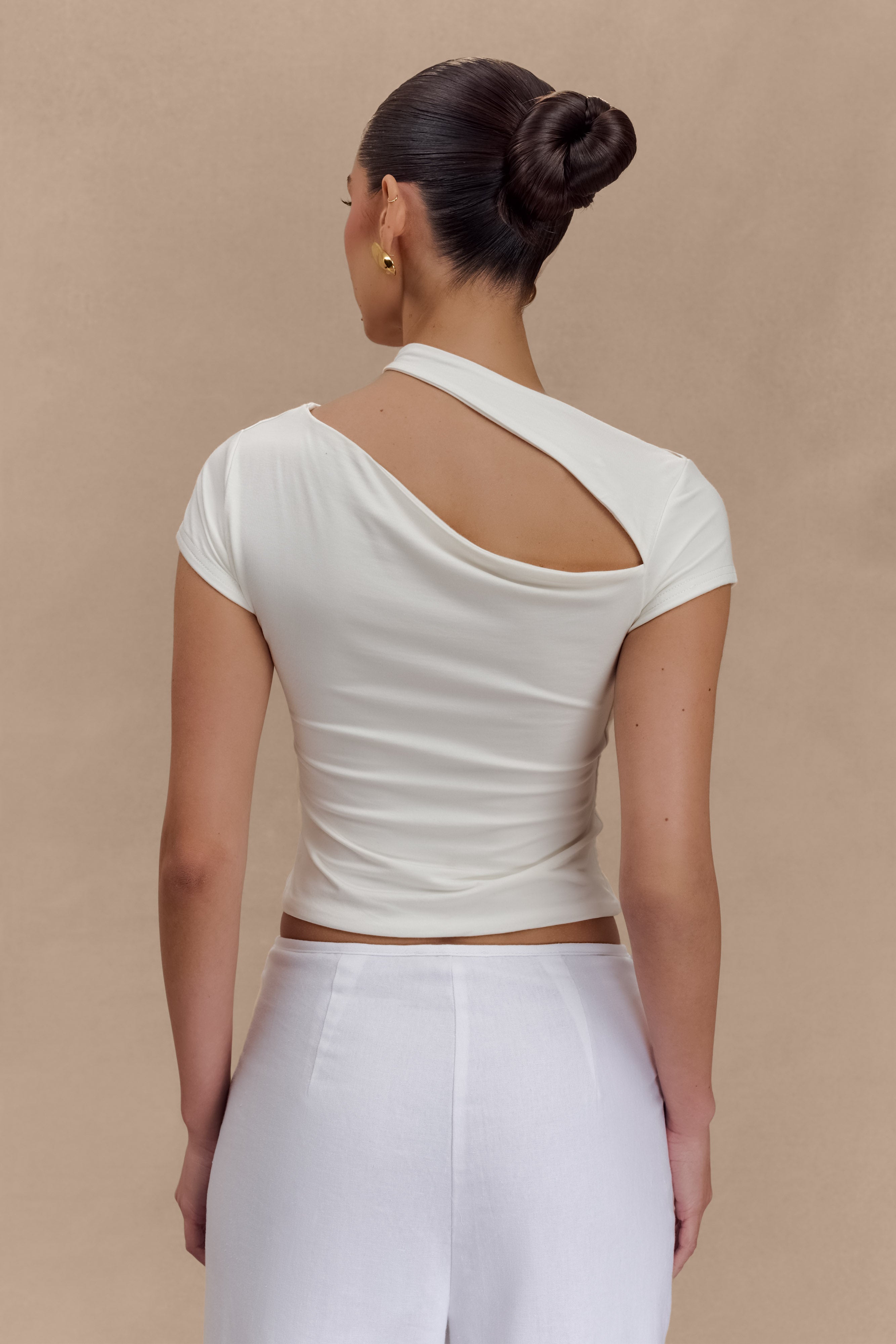 Aurelie Cut Out Short Sleeve Top - Ivory-My Chic Way.All Rights Reserved