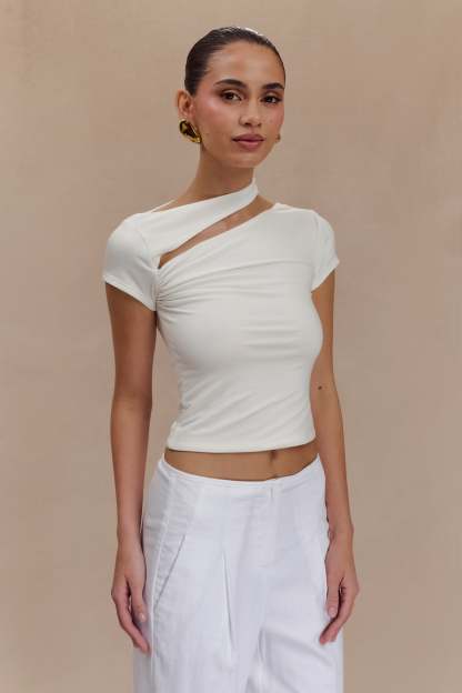 Aurelie Cut Out Short Sleeve Top - Ivory-My Chic Way.All Rights Reserved