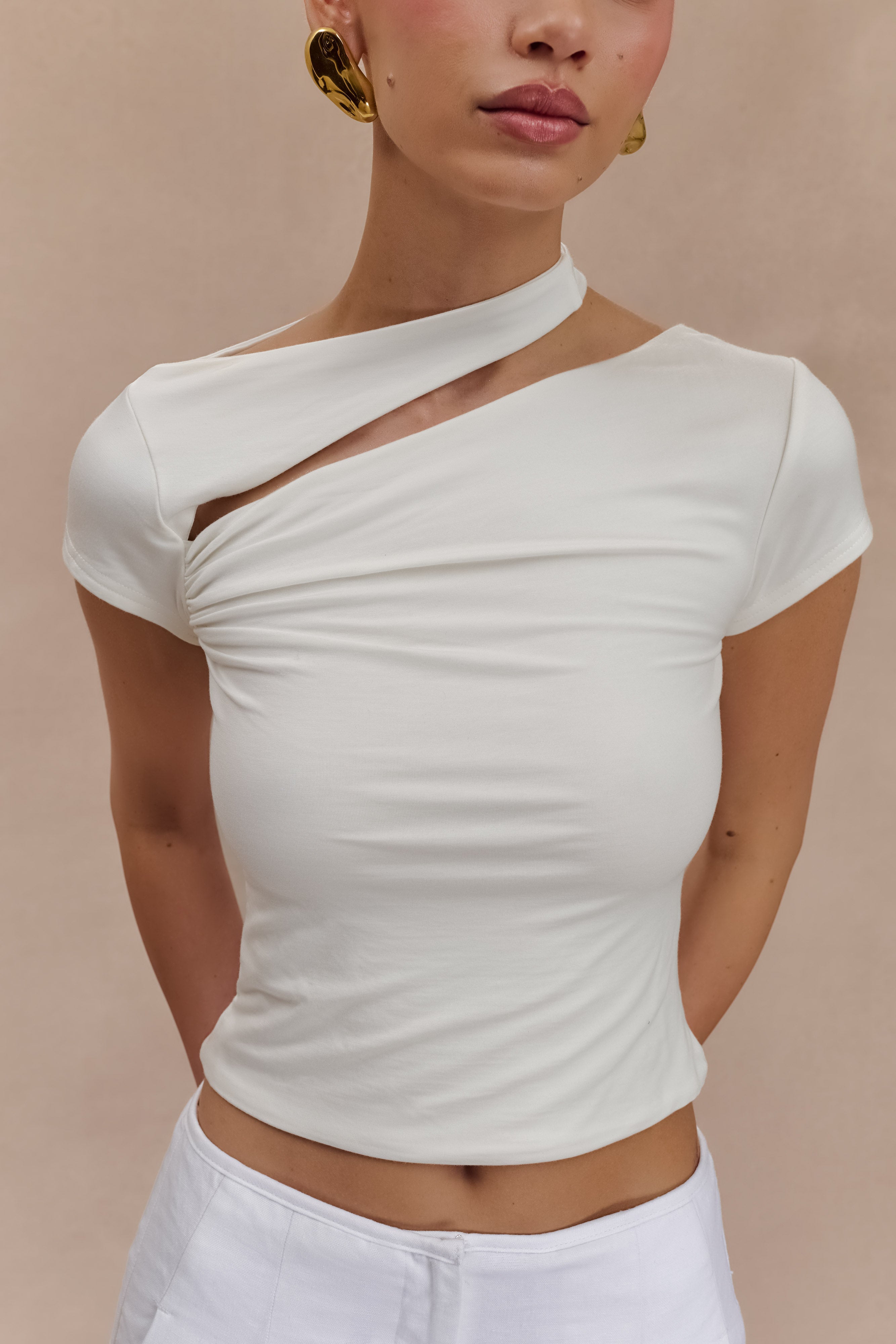 Aurelie Cut Out Short Sleeve Top - Ivory-My Chic Way.All Rights Reserved