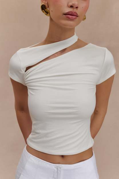 Aurelie Cut Out Short Sleeve Top - Ivory-My Chic Way.All Rights Reserved
