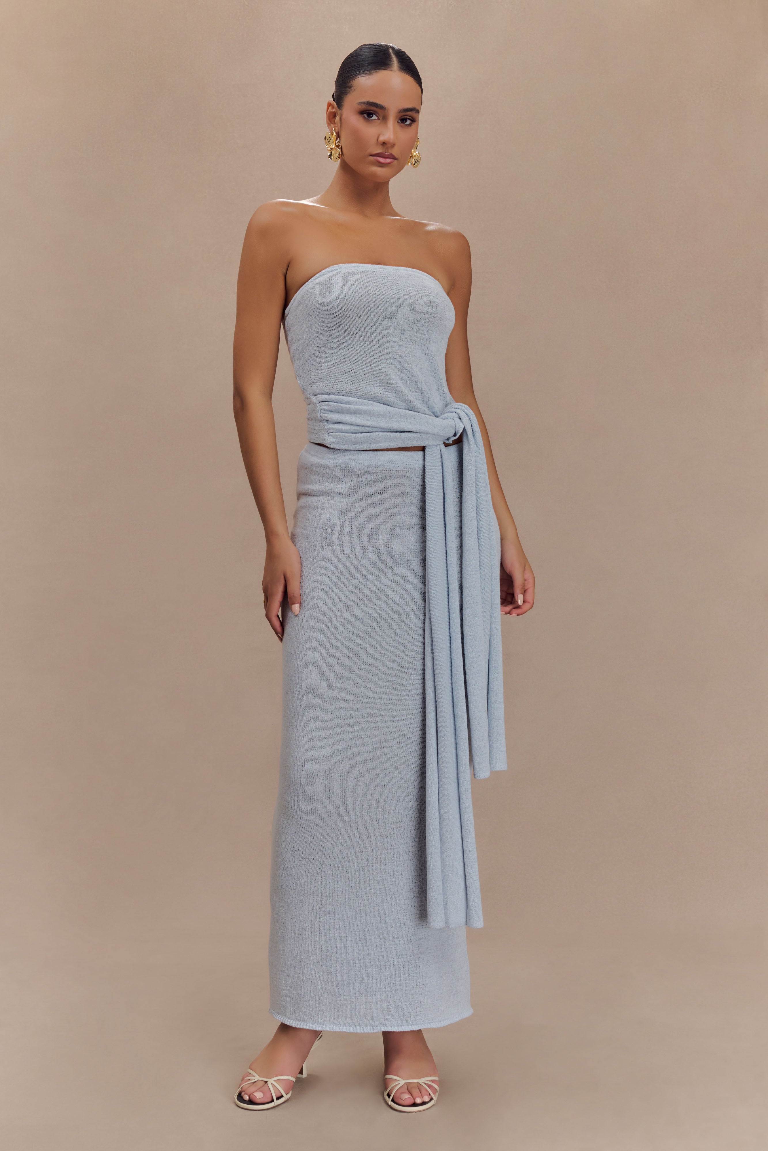 Phoebe Knit Maxi Skirt - Ice Blue-My Chic Way.All Rights Reserved