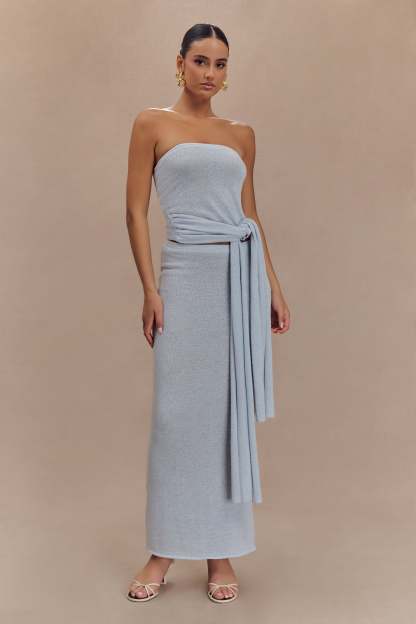 Phoebe Knit Maxi Skirt - Ice Blue-My Chic Way.All Rights Reserved