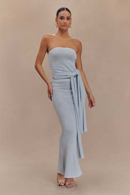 Phoebe Strapless Tie Knit Top - Ice Blue-My Chic Way.All Rights Reserved