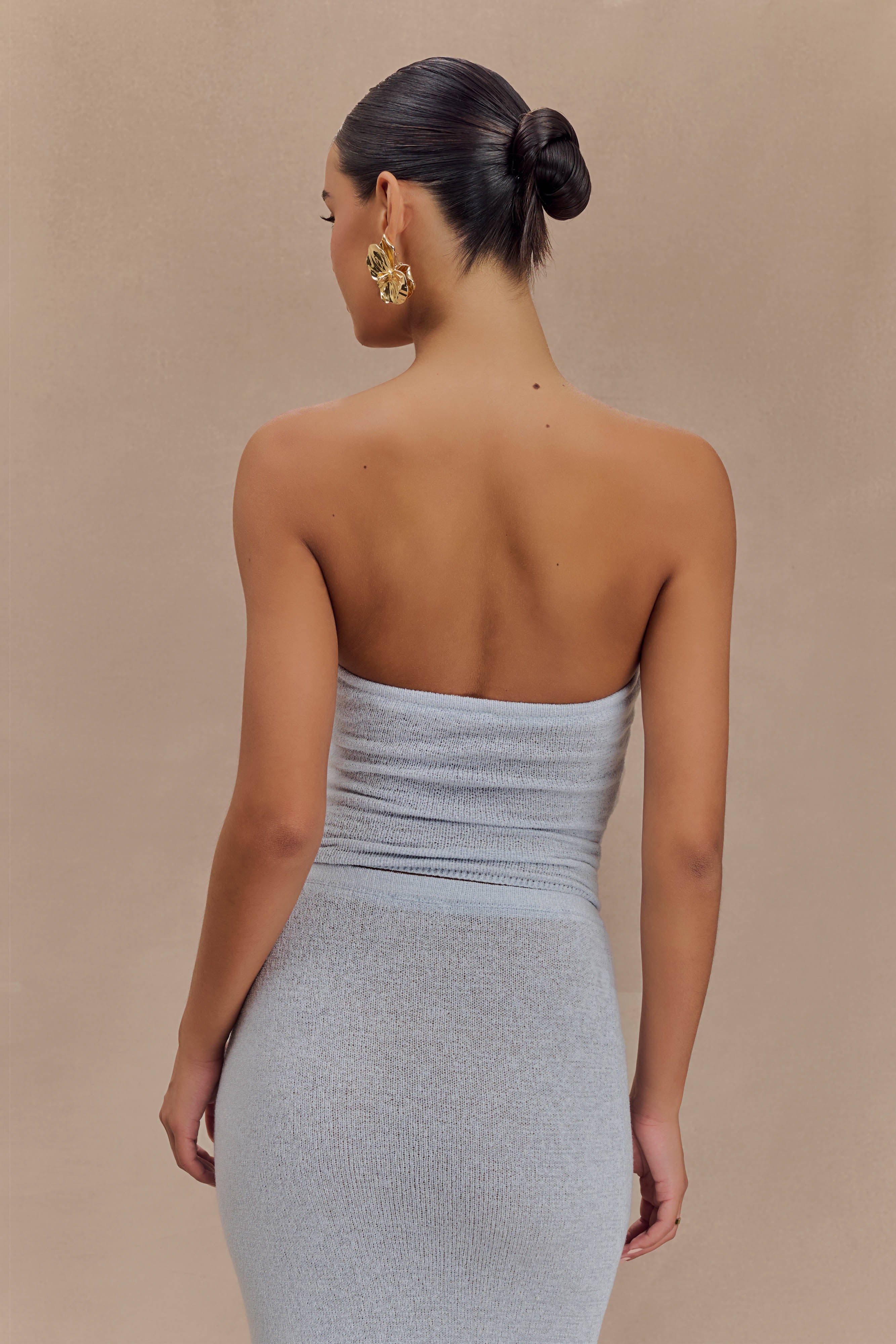 Phoebe Strapless Tie Knit Top - Ice Blue-My Chic Way.All Rights Reserved