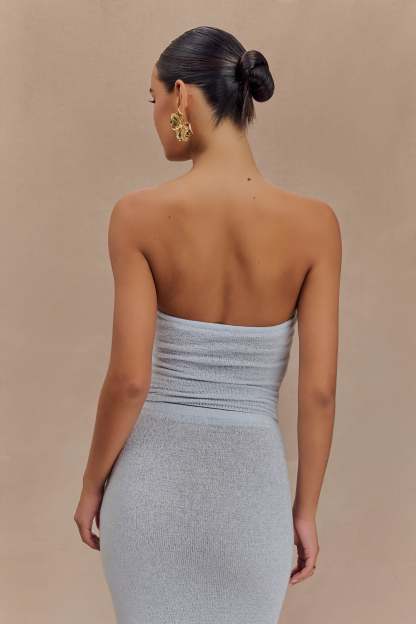 Phoebe Strapless Tie Knit Top - Ice Blue-My Chic Way.All Rights Reserved