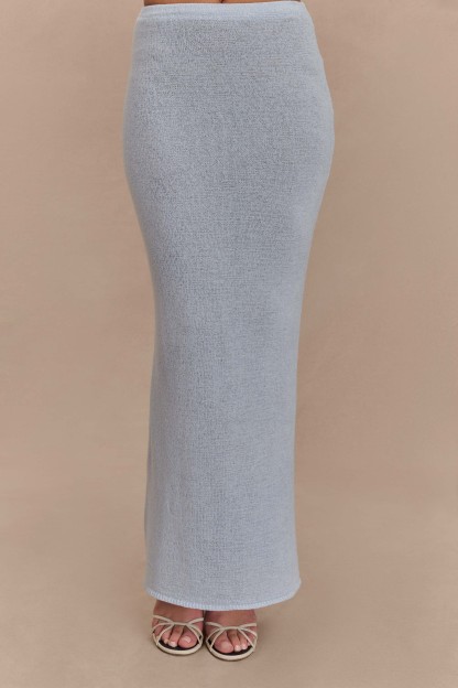 Phoebe Knit Maxi Skirt - Ice Blue-My Chic Way.All Rights Reserved
