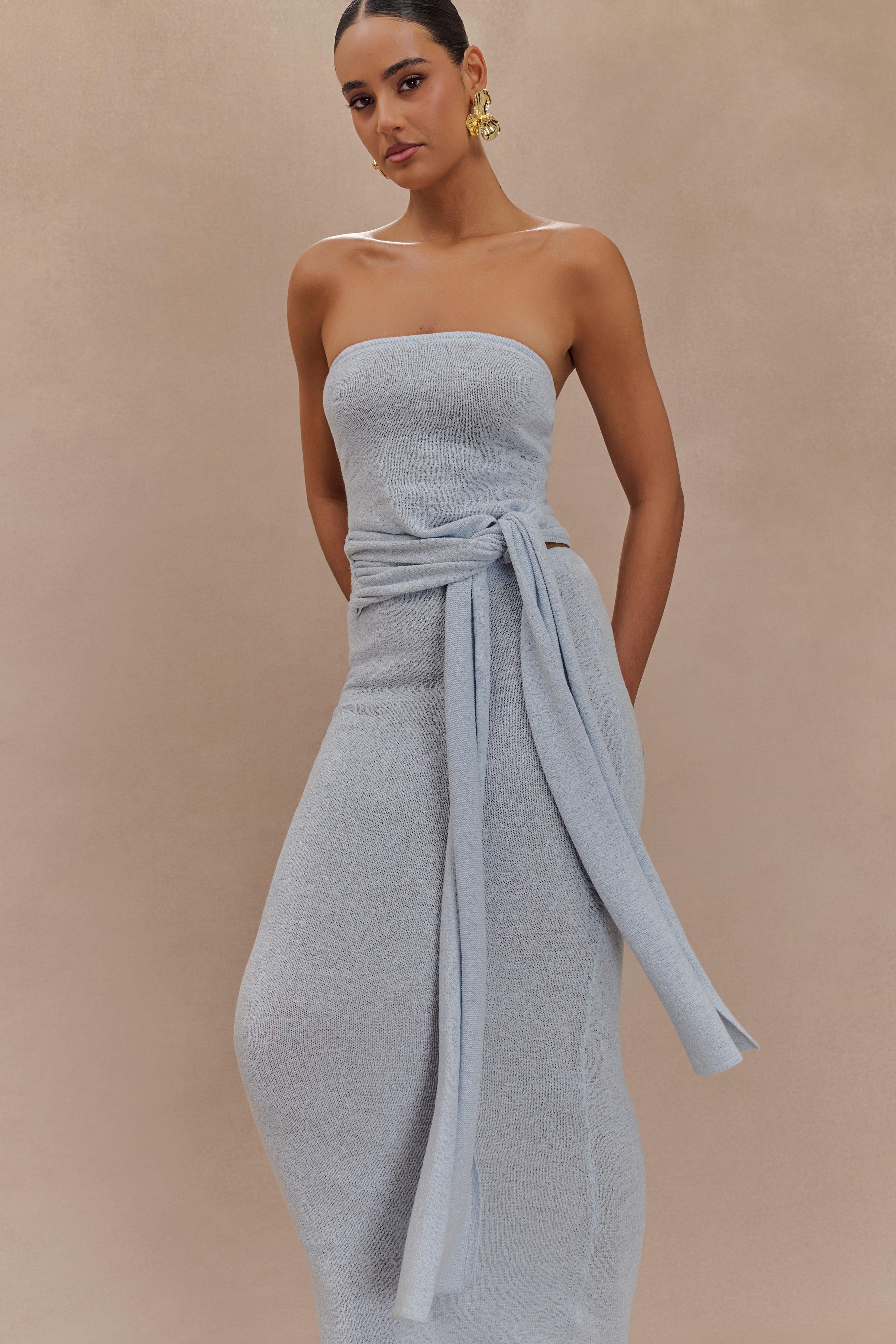 Phoebe Knit Maxi Skirt - Ice Blue-My Chic Way.All Rights Reserved