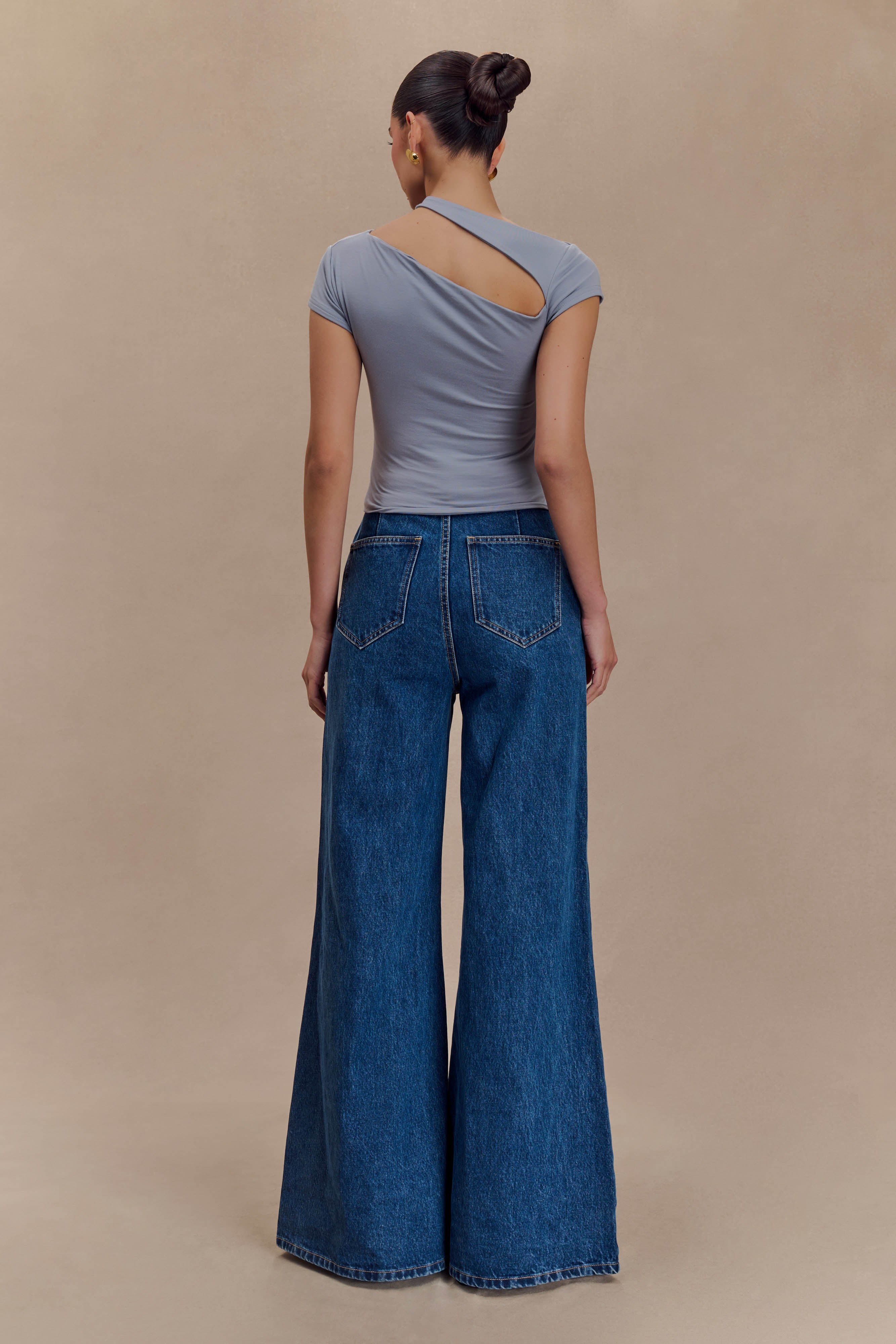 Aurelie Cut Out Short Sleeve Top - Slate Grey-My Chic Way.All Rights Reserved