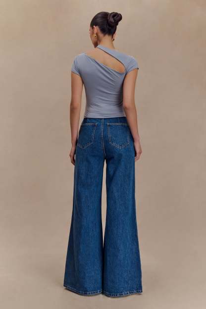 Aurelie Cut Out Short Sleeve Top - Slate Grey-My Chic Way.All Rights Reserved