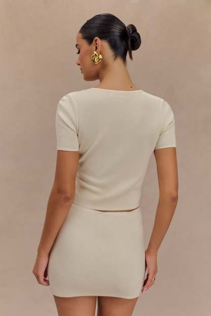 Monroe Embroidered Knit Top - Cream And Ivory-My Chic Way.All Rights Reserved