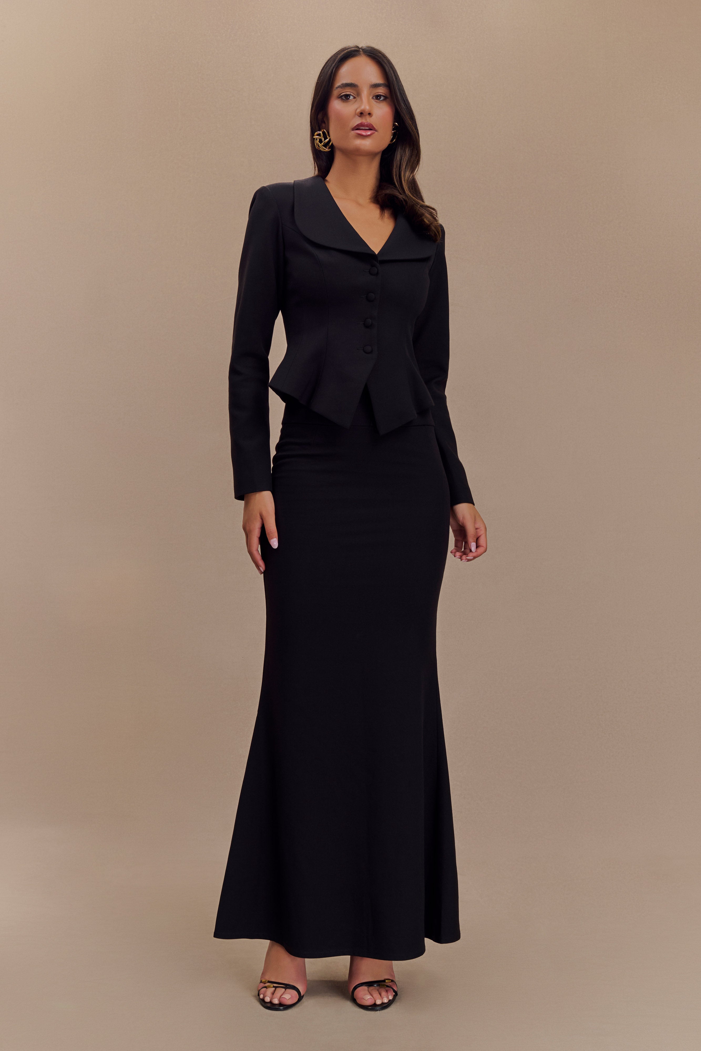 Grace Suiting Maxi Skirt - Black-My Chic Way.All Rights Reserved