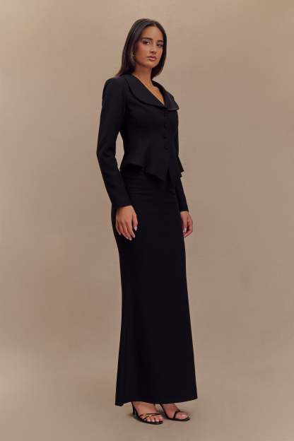 Gracia Suiting Long Sleeve Blazer - Black-My Chic Way.All Rights Reserved