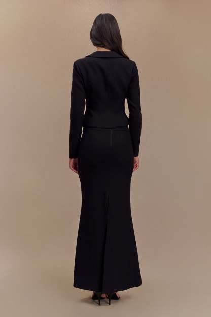 Gracia Suiting Long Sleeve Blazer - Black-My Chic Way.All Rights Reserved