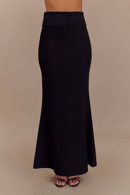 Grace Suiting Maxi Skirt - Black-My Chic Way.All Rights Reserved