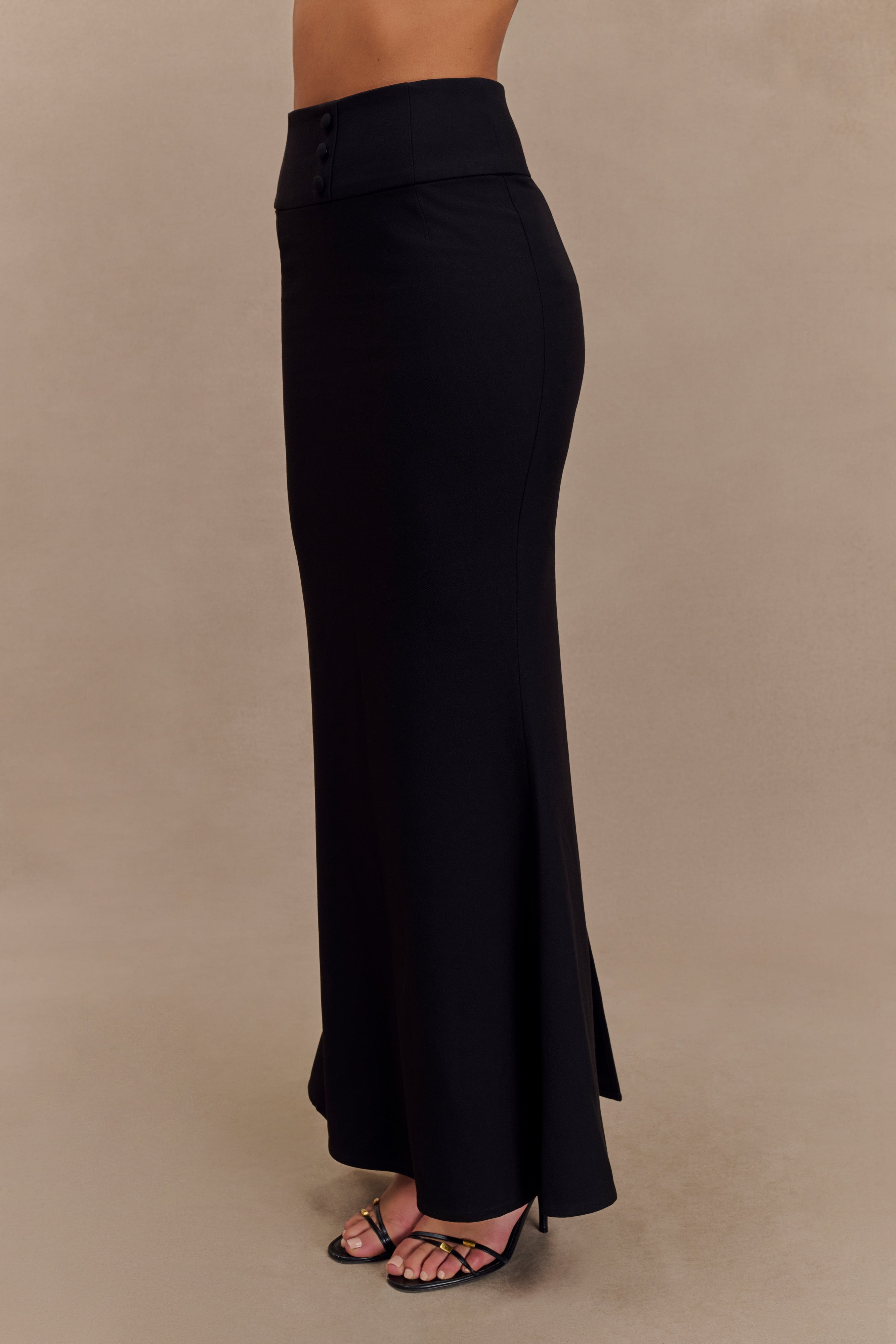 Grace Suiting Maxi Skirt - Black-My Chic Way.All Rights Reserved