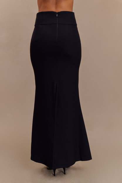 Grace Suiting Maxi Skirt - Black-My Chic Way.All Rights Reserved