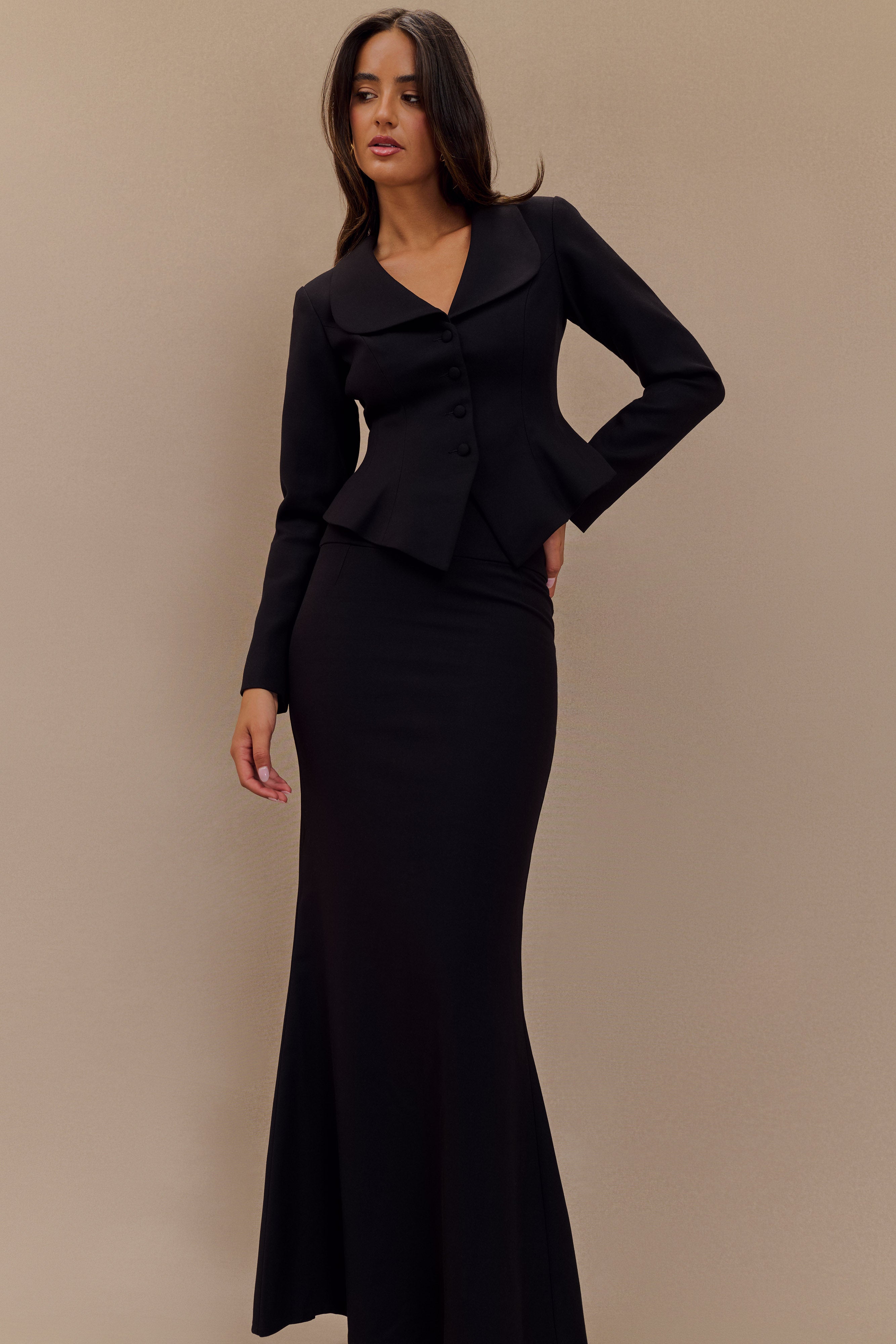 Grace Suiting Maxi Skirt - Black-My Chic Way.All Rights Reserved
