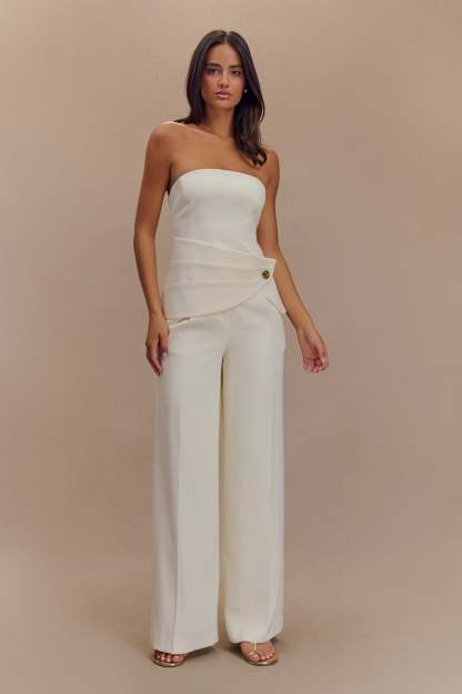 Faith Strapless Suiting Top - Ivory-My Chic Way.All Rights Reserved