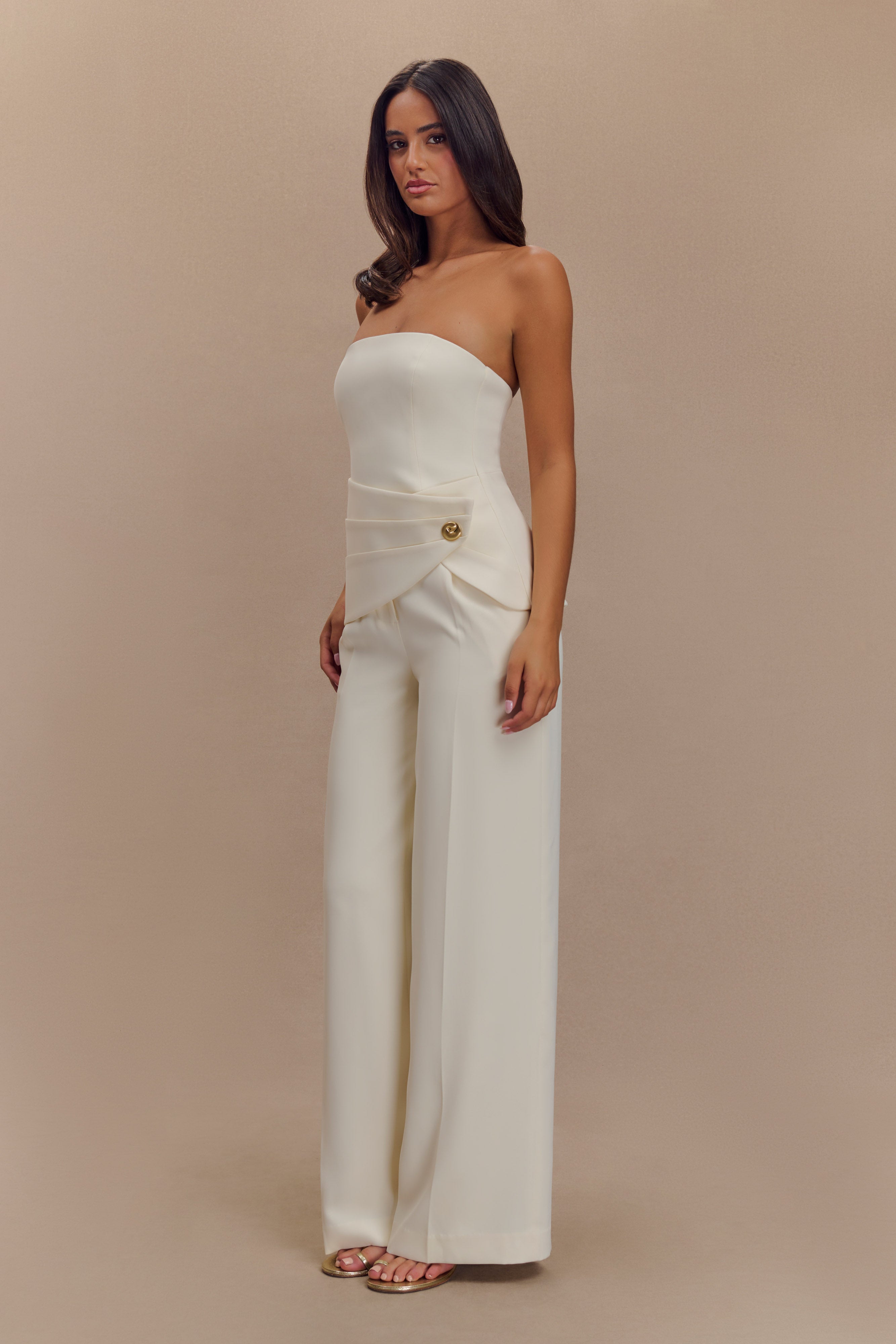 Faith Strapless Suiting Top - Ivory-My Chic Way.All Rights Reserved