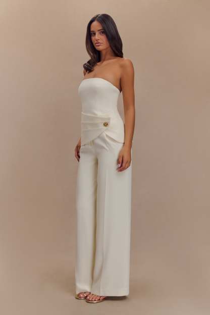 Faith Strapless Suiting Top - Ivory-My Chic Way.All Rights Reserved