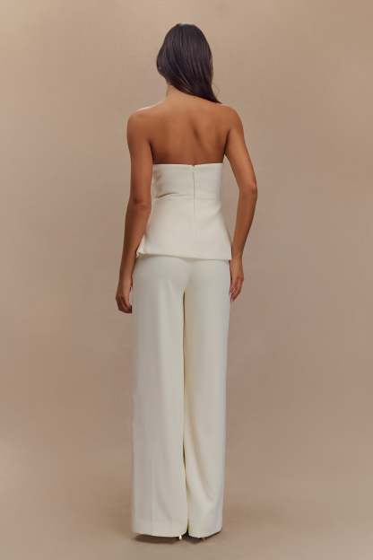 Faith Strapless Suiting Top - Ivory-My Chic Way.All Rights Reserved