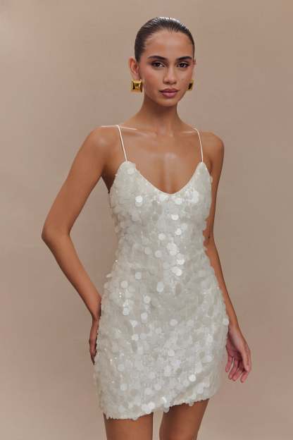 Romilly Sequin Mini Dress - Ivory-My Chic Way.All Rights Reserved