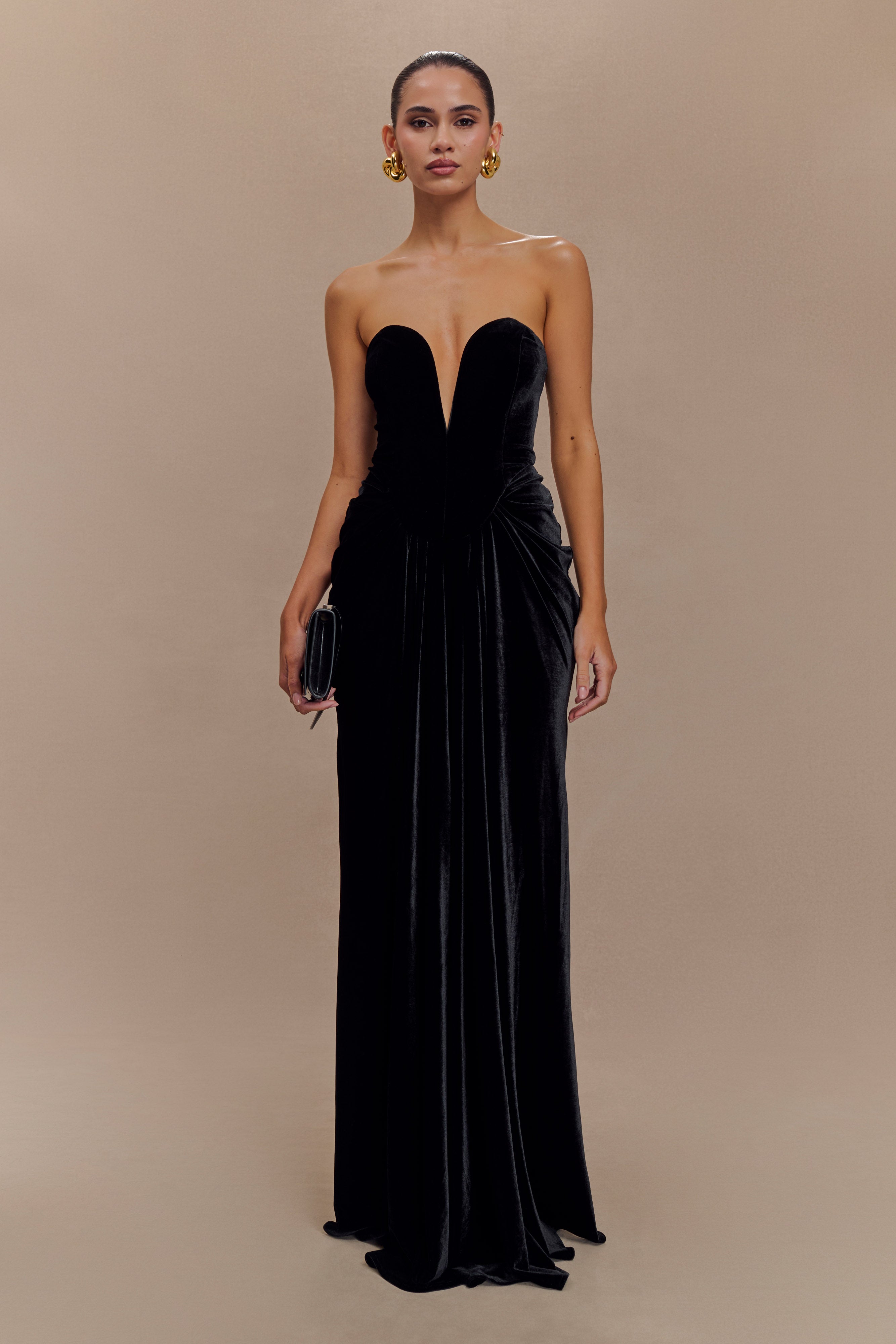 Paige Strapless Velvet Maxi Dress - Black-My Chic Way.All Rights Reserved