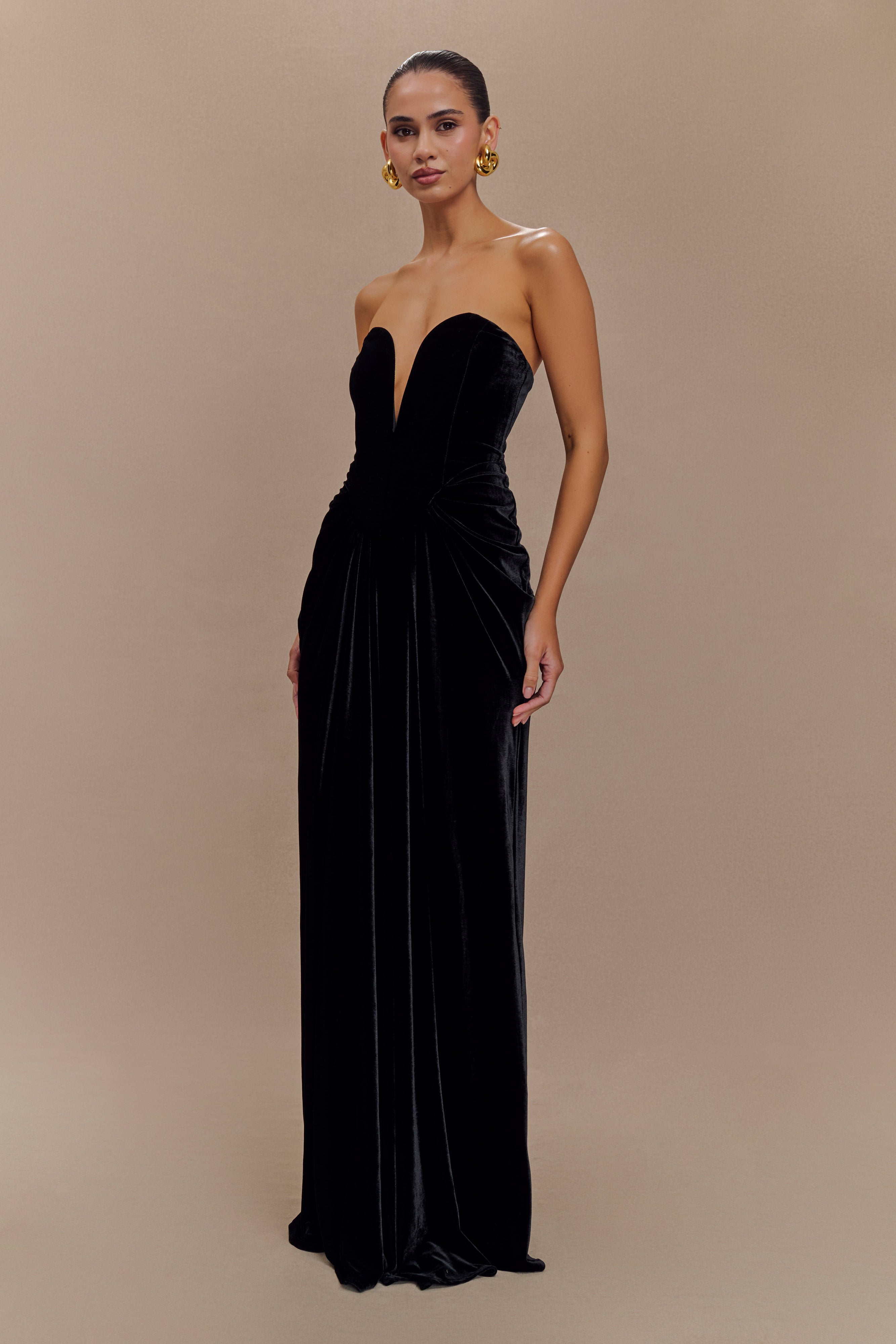 Paige Strapless Velvet Maxi Dress - Black-My Chic Way.All Rights Reserved