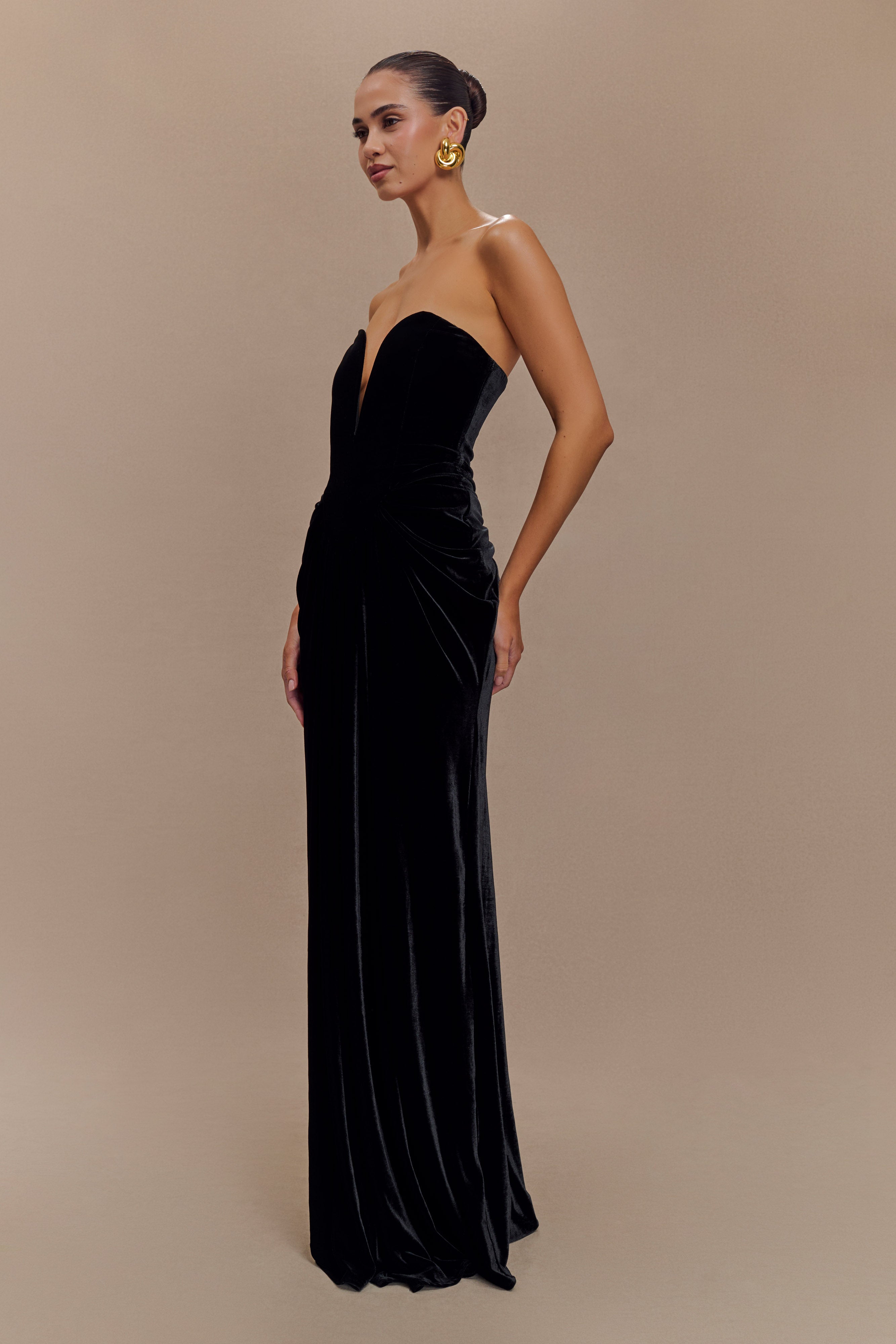Paige Strapless Velvet Maxi Dress - Black-My Chic Way.All Rights Reserved