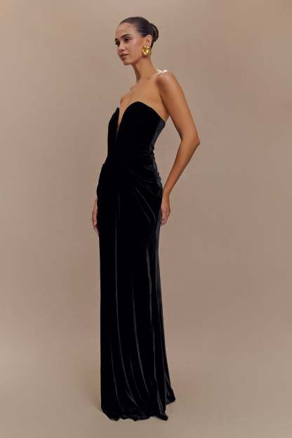 Paige Strapless Velvet Maxi Dress - Black-My Chic Way.All Rights Reserved