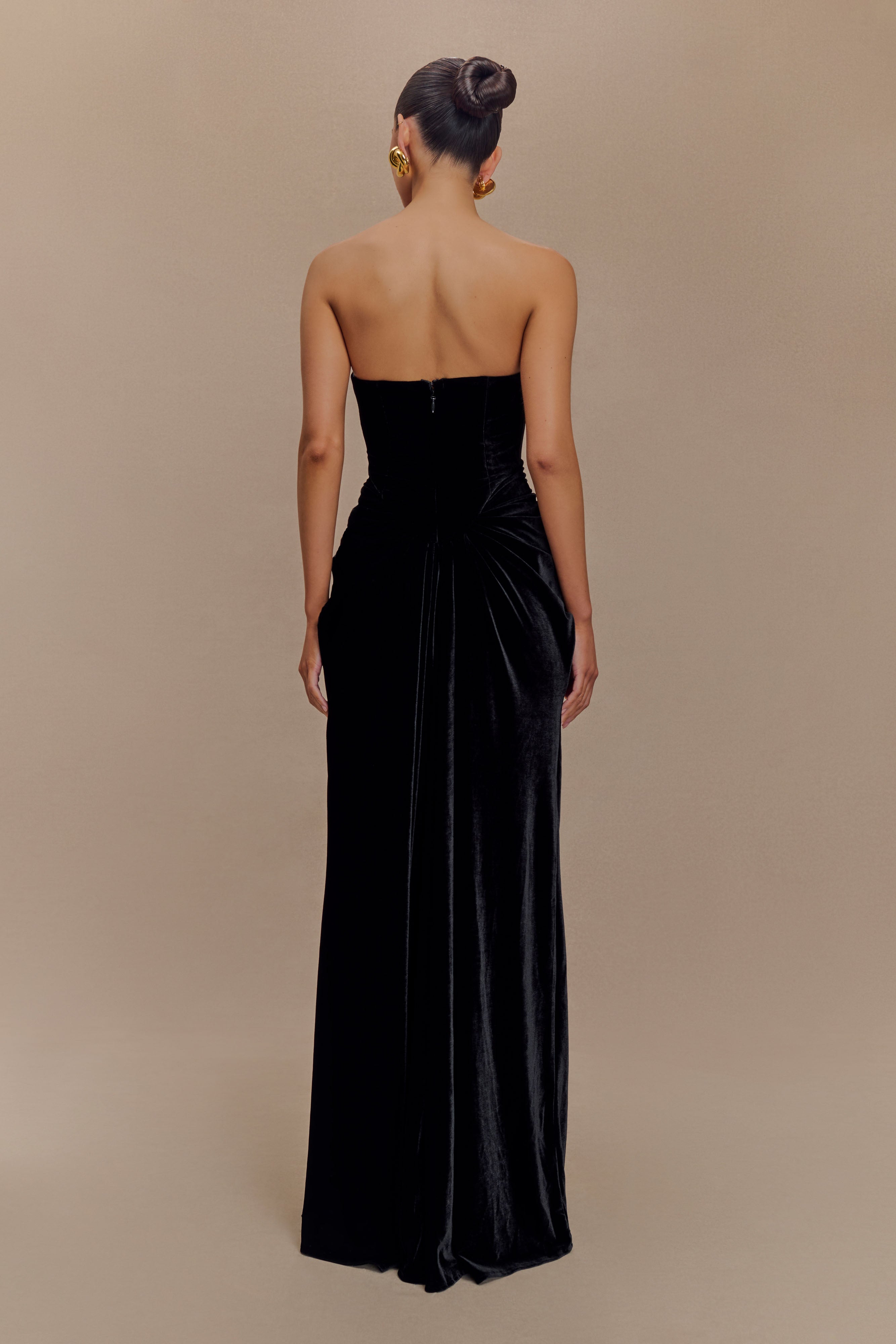 Paige Strapless Velvet Maxi Dress - Black-My Chic Way.All Rights Reserved
