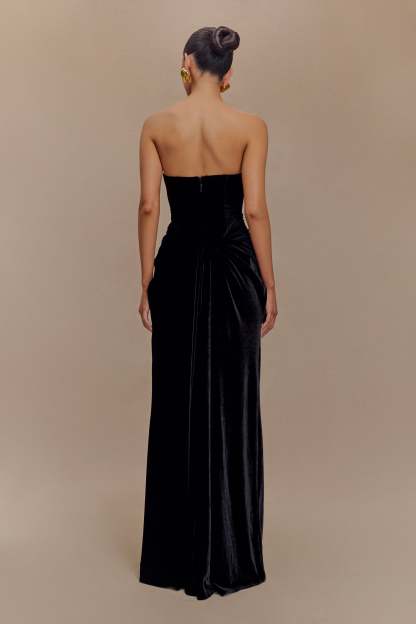 Paige Strapless Velvet Maxi Dress - Black-My Chic Way.All Rights Reserved