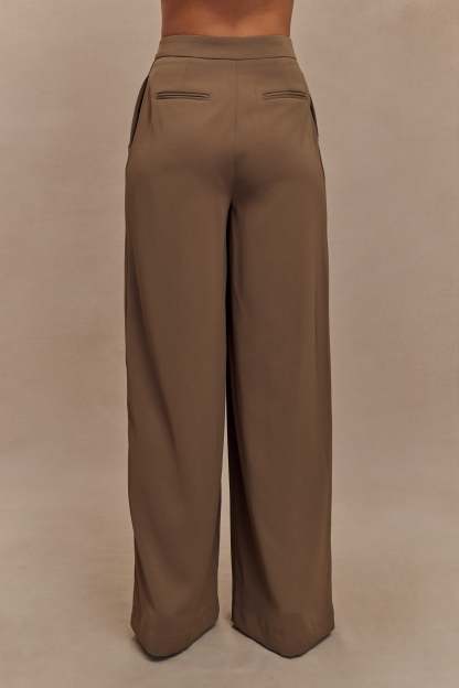 Faith Suiting Wide Leg Pant - Cacao Brown-My Chic Way.All Rights Reserved