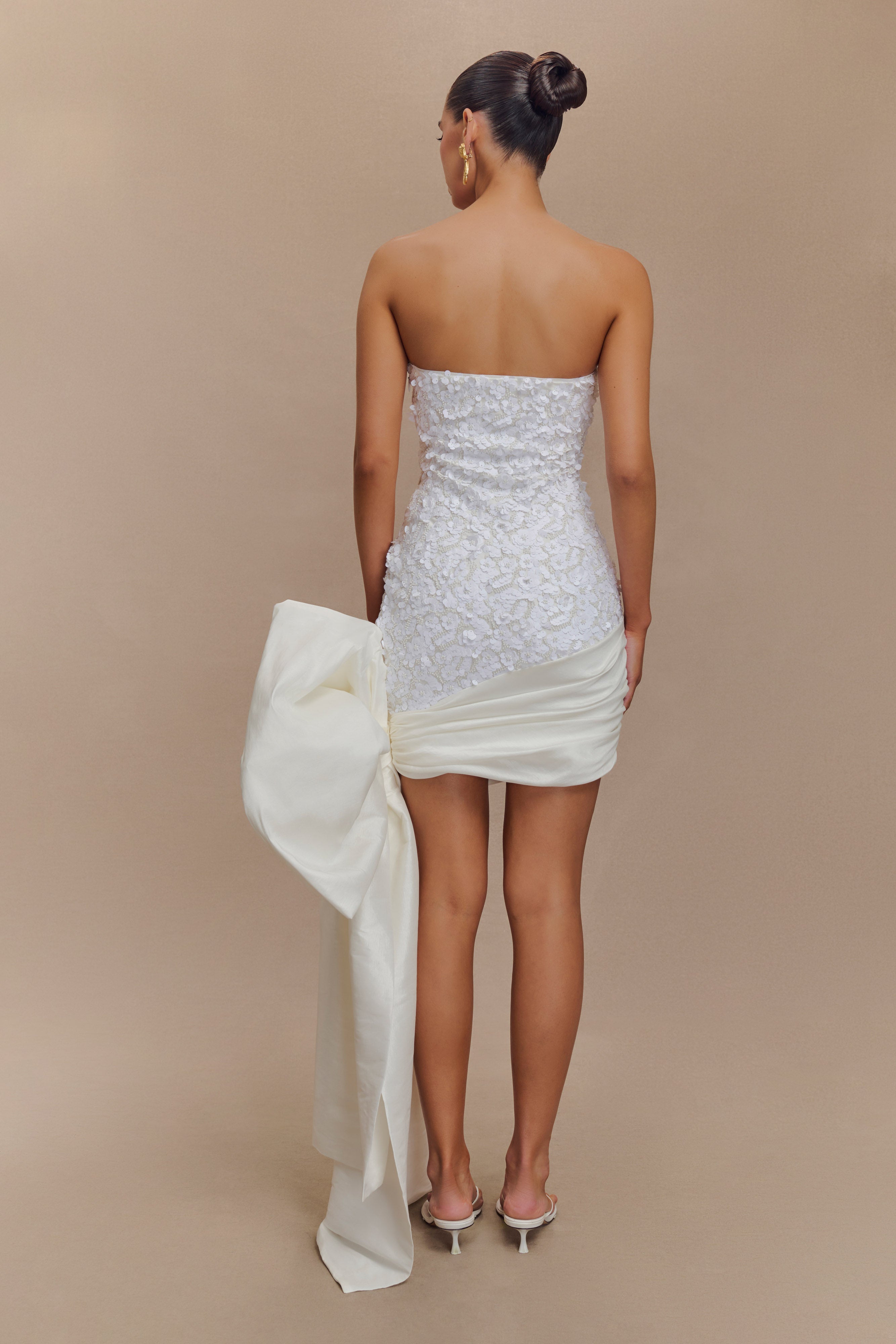 Franka Strapless Bow Mini Dress - White-My Chic Way.All Rights Reserved