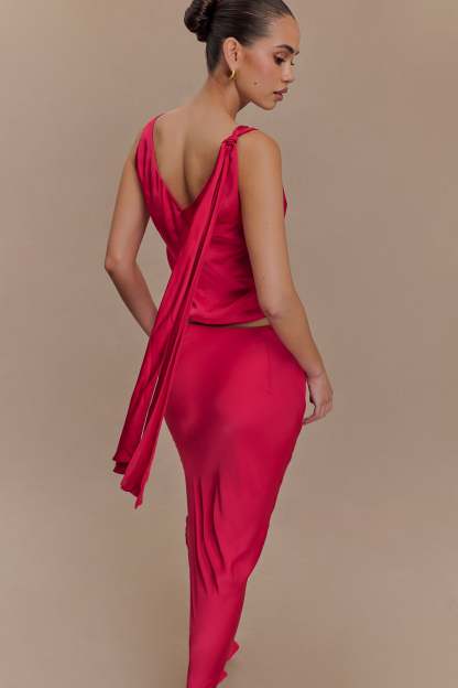 Nicola Satin Tie Sleeveless Top - Pink Cherry-My Chic Way.All Rights Reserved