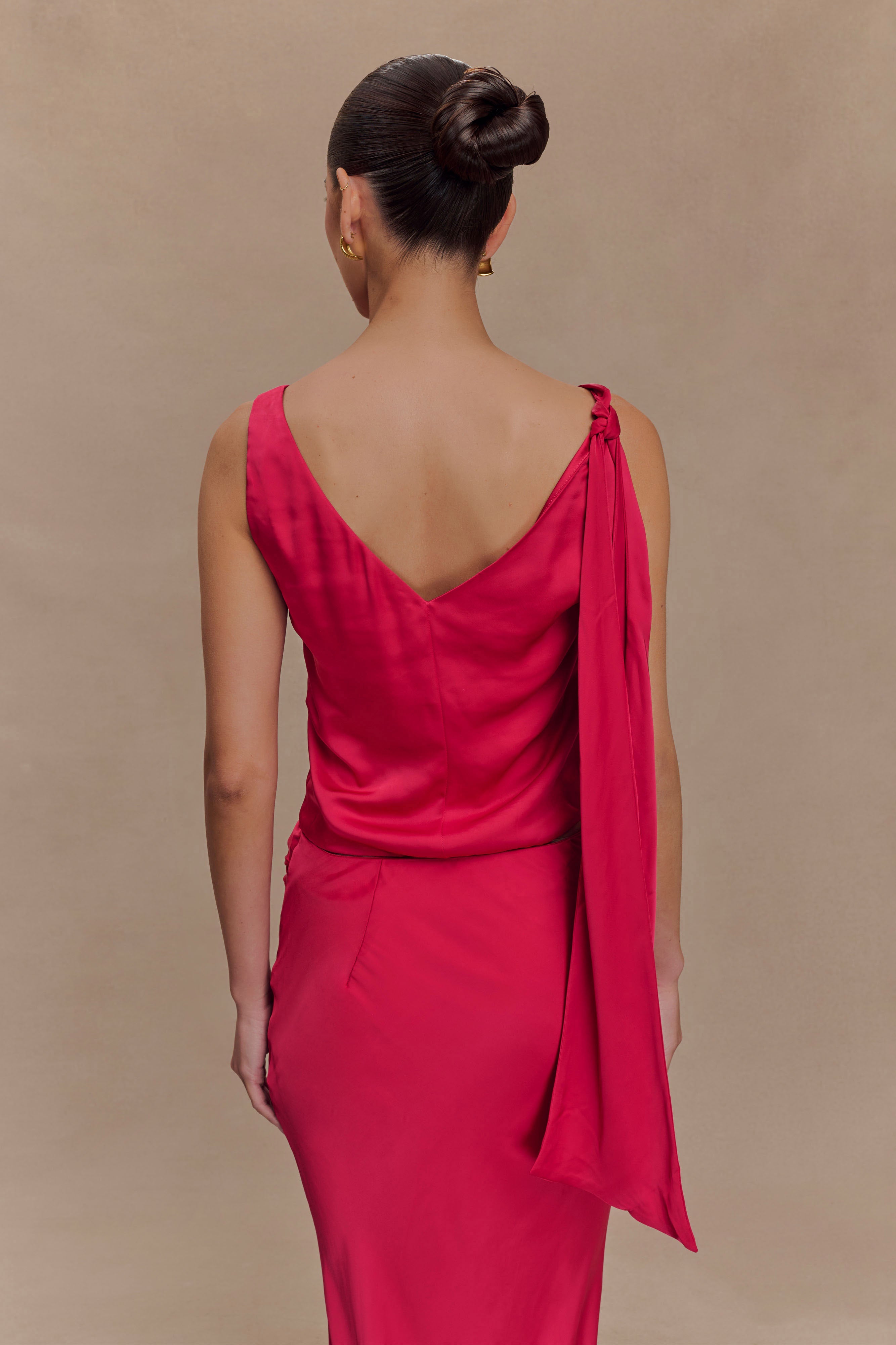 Nicola Satin Tie Sleeveless Top - Pink Cherry-My Chic Way.All Rights Reserved