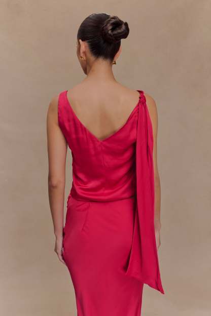Nicola Satin Tie Sleeveless Top - Pink Cherry-My Chic Way.All Rights Reserved