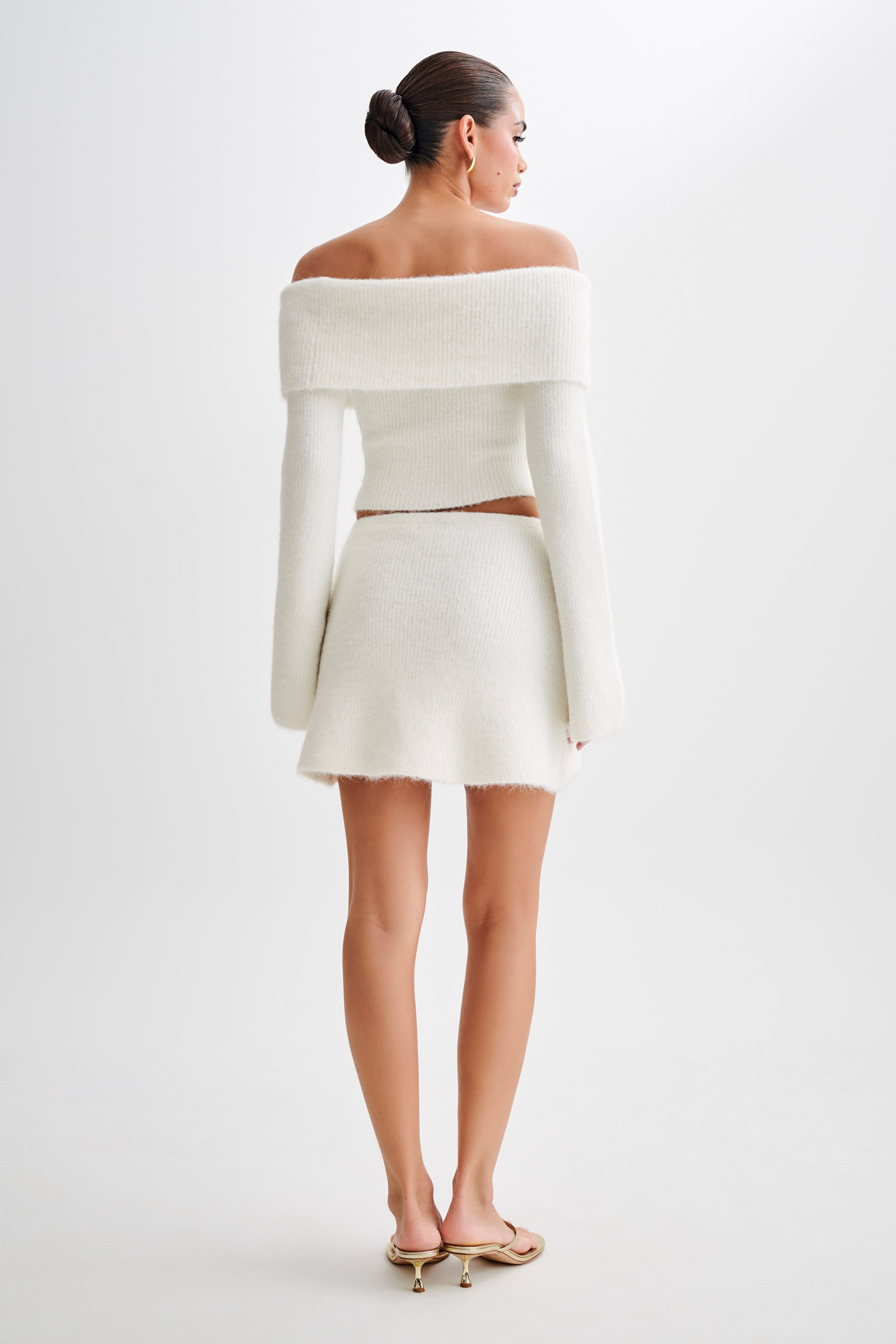 Baxter Fluffy Knit Mini Skirt - Ivory-My Chic Way.All Rights Reserved