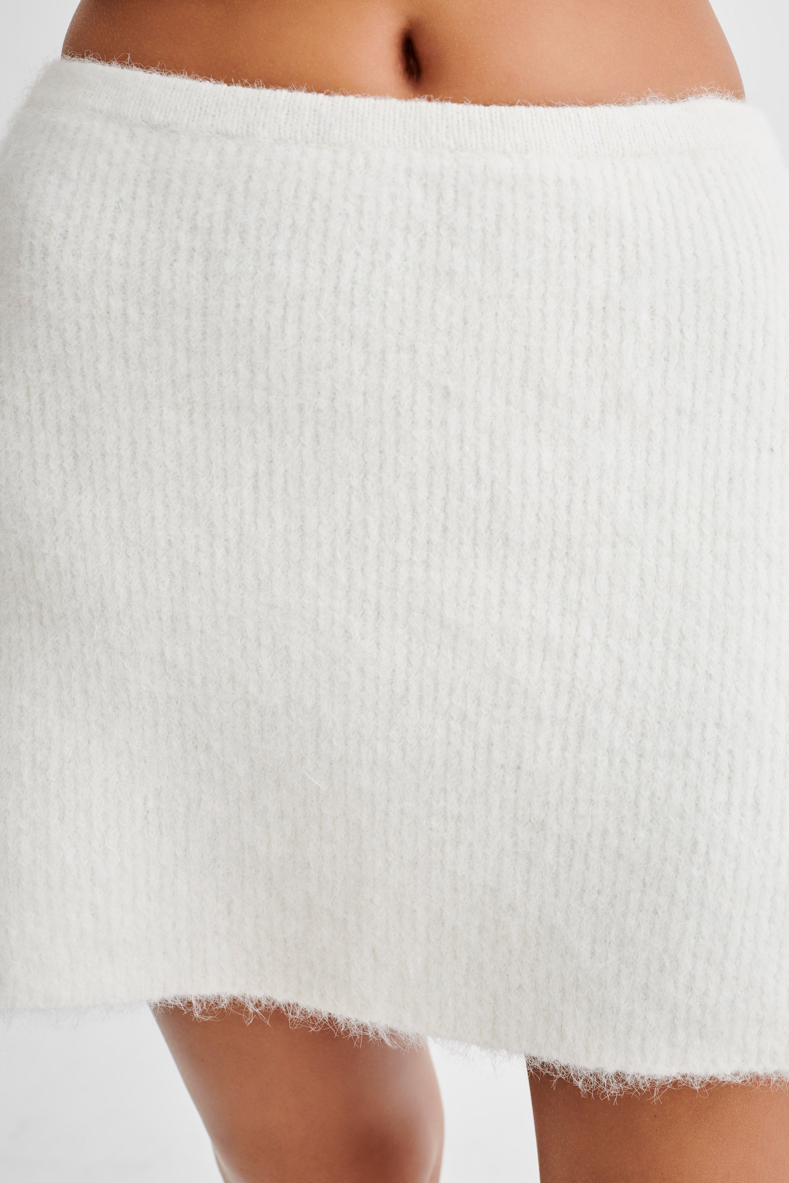 Baxter Fluffy Knit Mini Skirt - Ivory-My Chic Way.All Rights Reserved