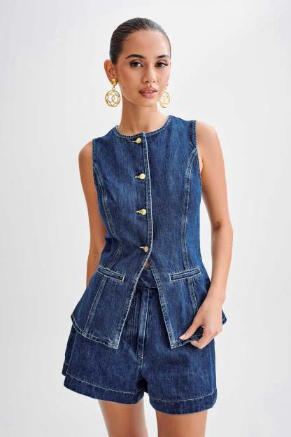 Abel Denim Shorts - Dark Blue-My Chic Way.All Rights Reserved