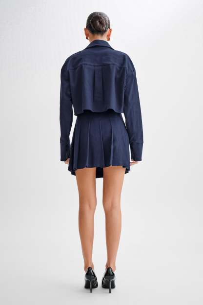 Julianna Cotton Button Up Shirt - Navy-My Chic Way.All Rights Reserved