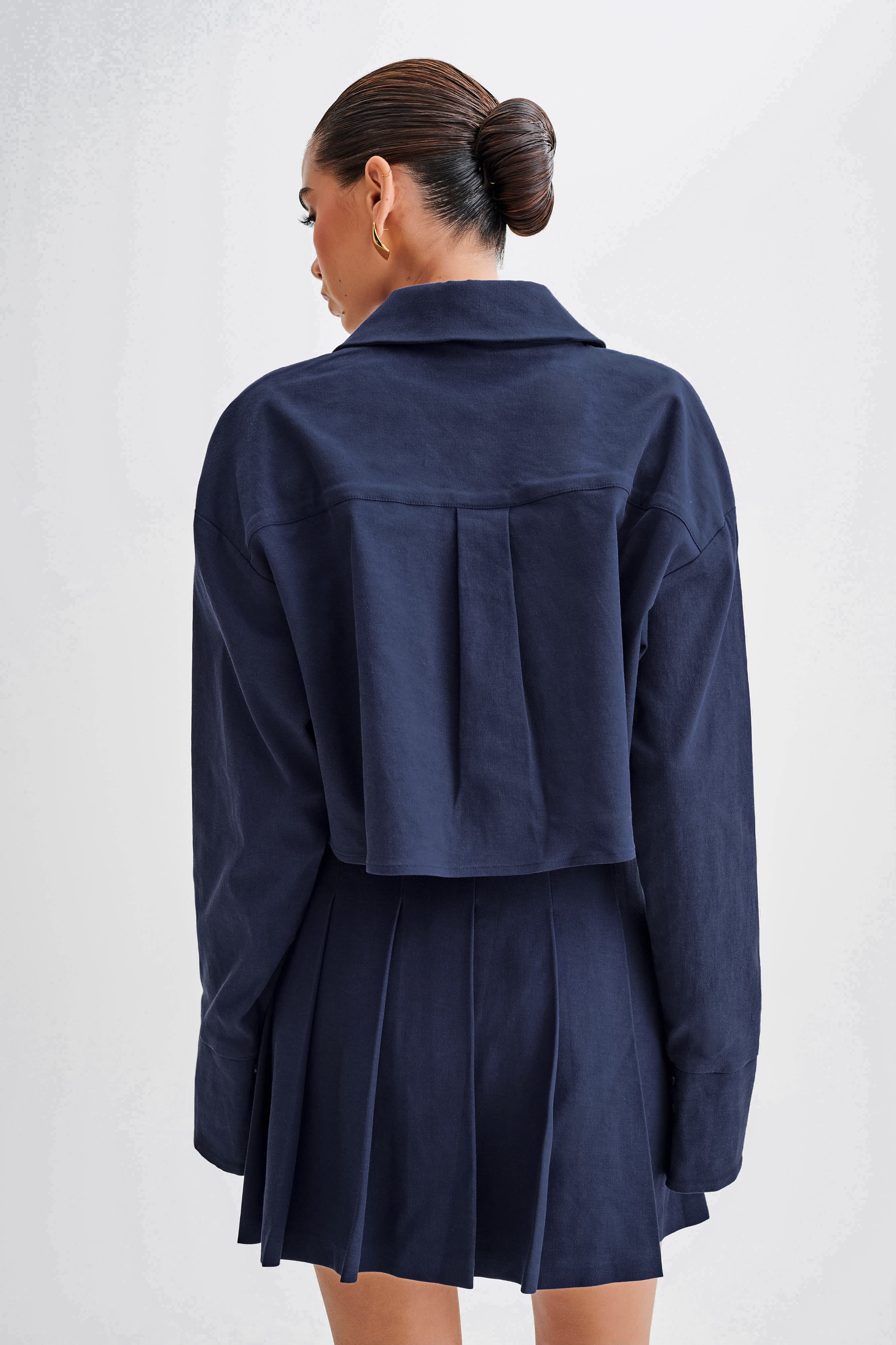 Julianna Cotton Button Up Shirt - Navy-My Chic Way.All Rights Reserved
