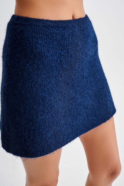Baxter Fluffy Knit Mini Skirt - Navy-My Chic Way.All Rights Reserved