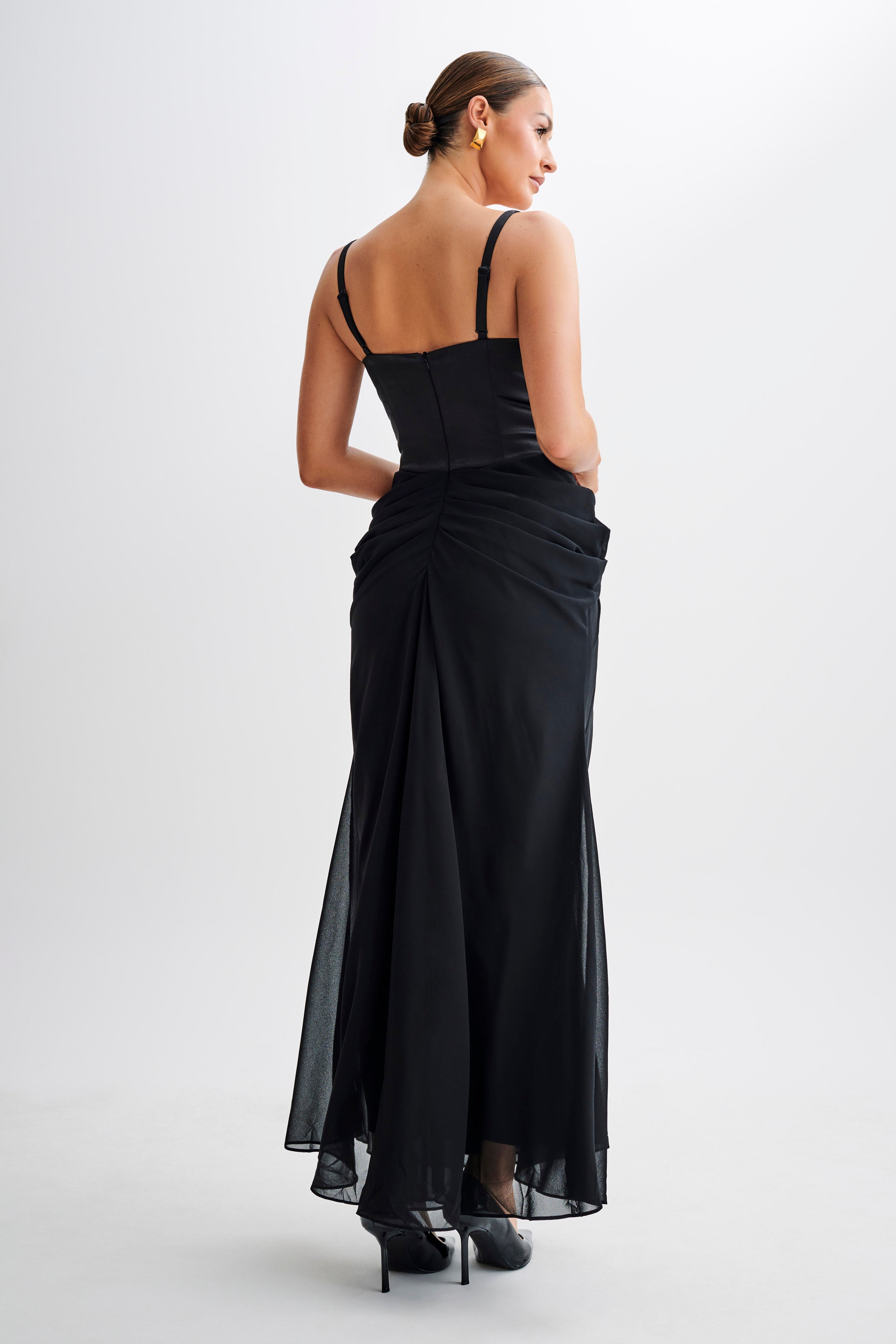 Leila Satin Corset Maxi Dress - Black-My Chic Way.All Rights Reserved
