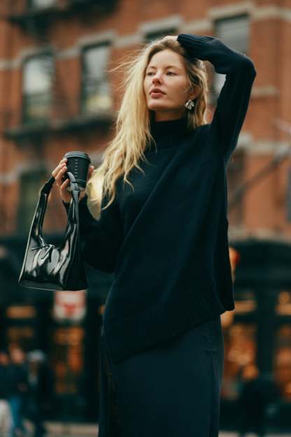 Brittany High Neck Knit Jumper - Black-My Chic Way.All Rights Reserved