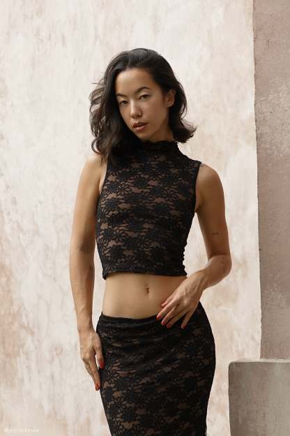 Elska Lace High Neck Top - Black-My Chic Way.All Rights Reserved