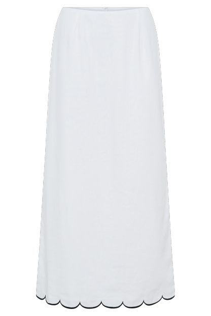 Alessio Scalloped Midi Skirt - Ivory-My Chic Way.All Rights Reserved